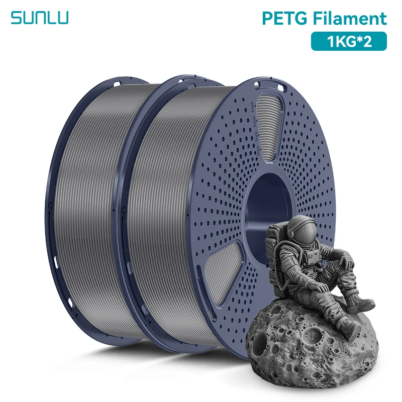 SUNLU PETG-Filament, 1 kg, 3D-Material, 1,75 mm, ordentlich verstopft, frei von Blasen, geruchlos, umweltfreundlich, helle Farbe