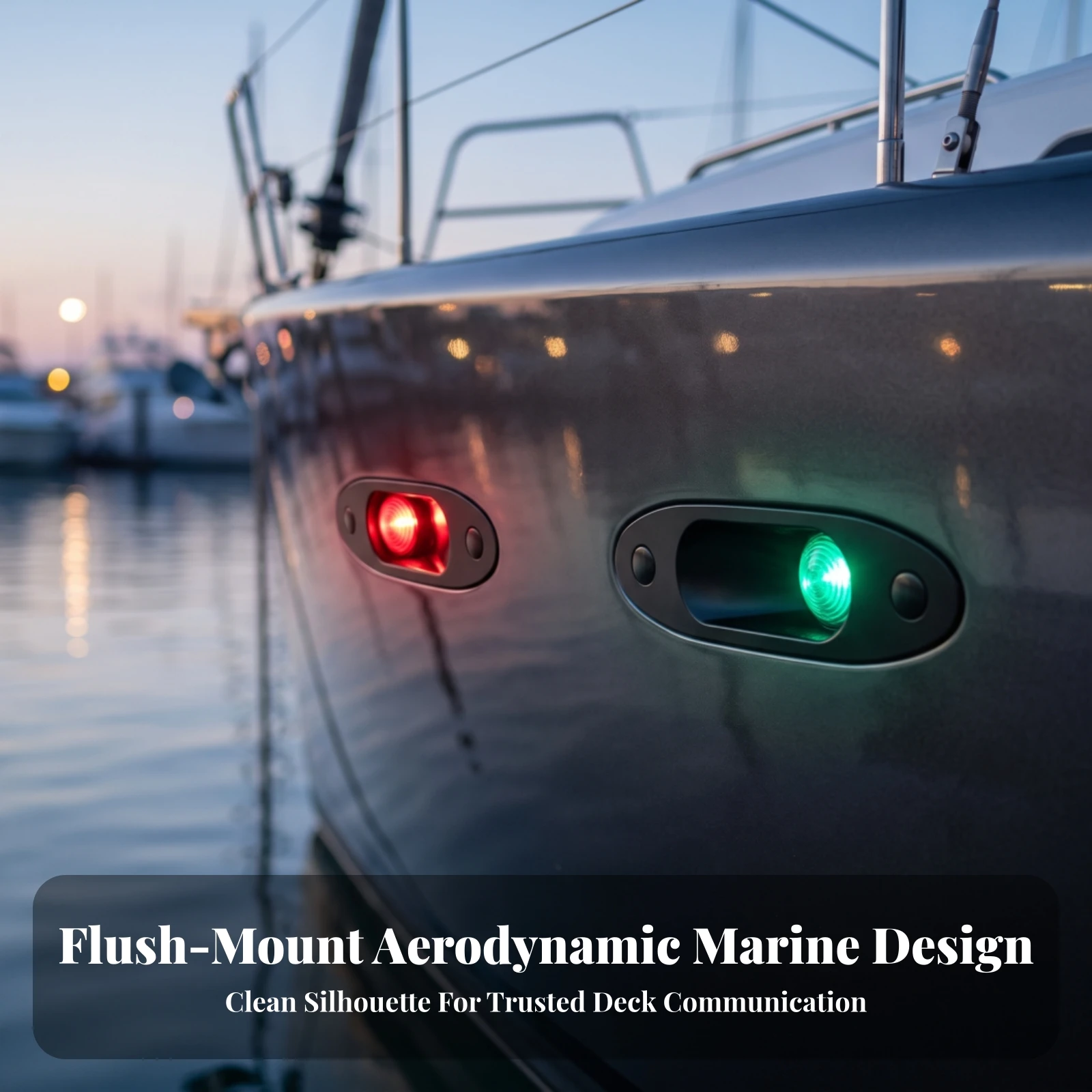 Recessed Navigation Lights Slim Boat Light with Recessed Lens Sidelights Embedded Sidelight for Boaters, Boats, Yachts