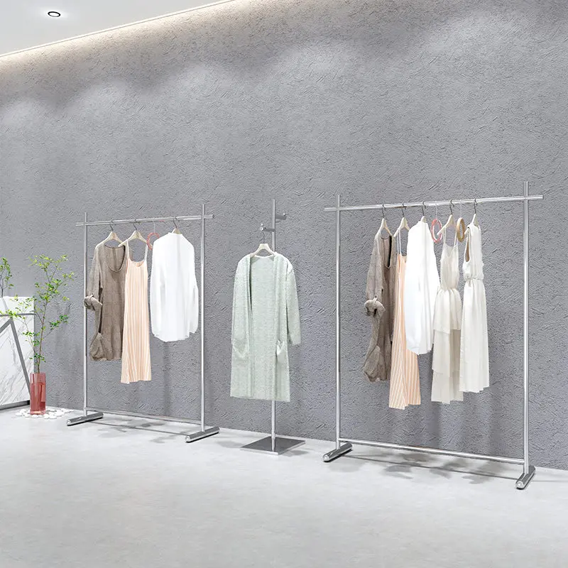 Clothing display rack Floor-to-ceiling women's clothing store Corner creative Nakajima display Stainless steel wire drawing