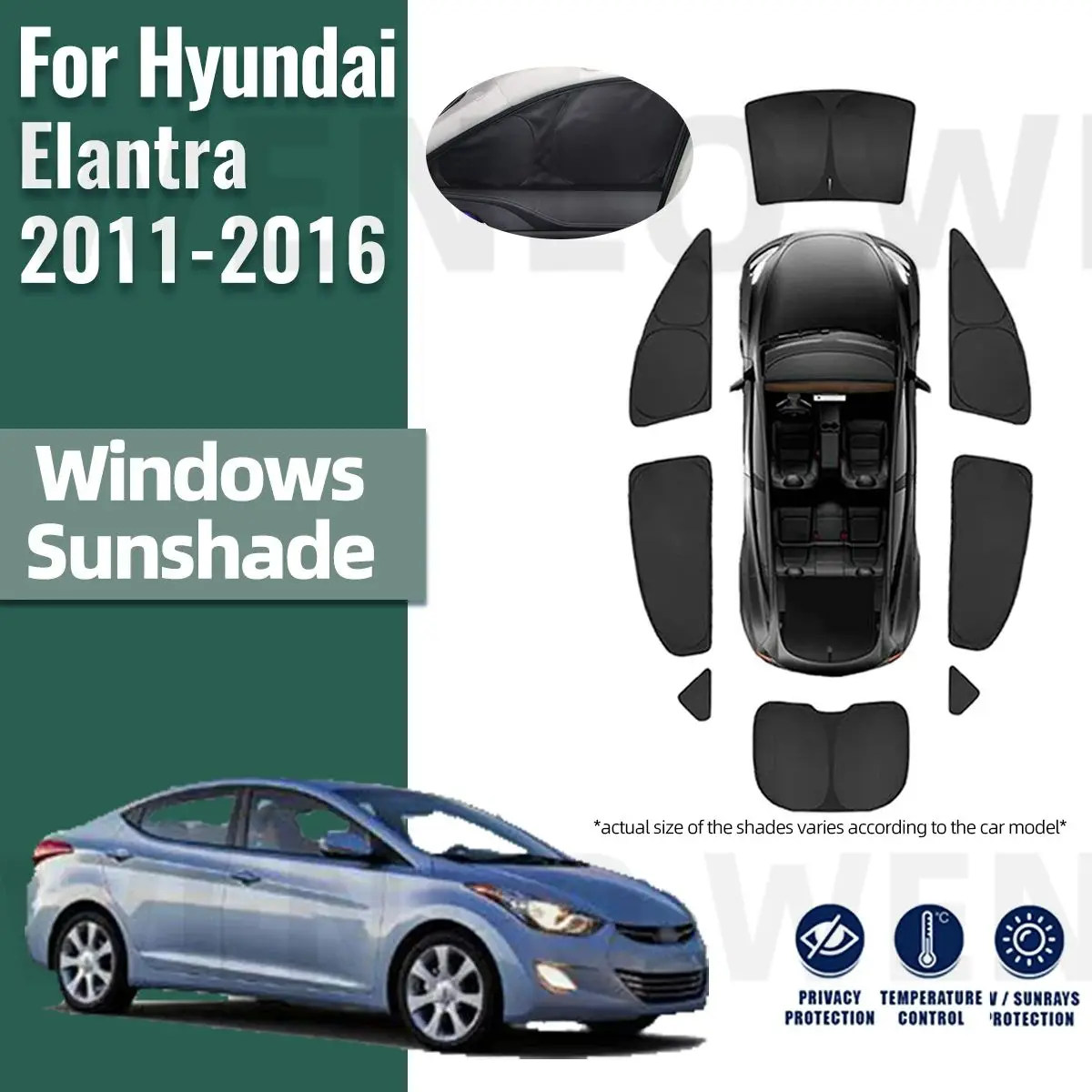 For Hyundai Elantra MD UD 2011-2016 Full Cover Car Sunshade Shield Front Windshield Frame Curtain Rear Side Window Sun Shades