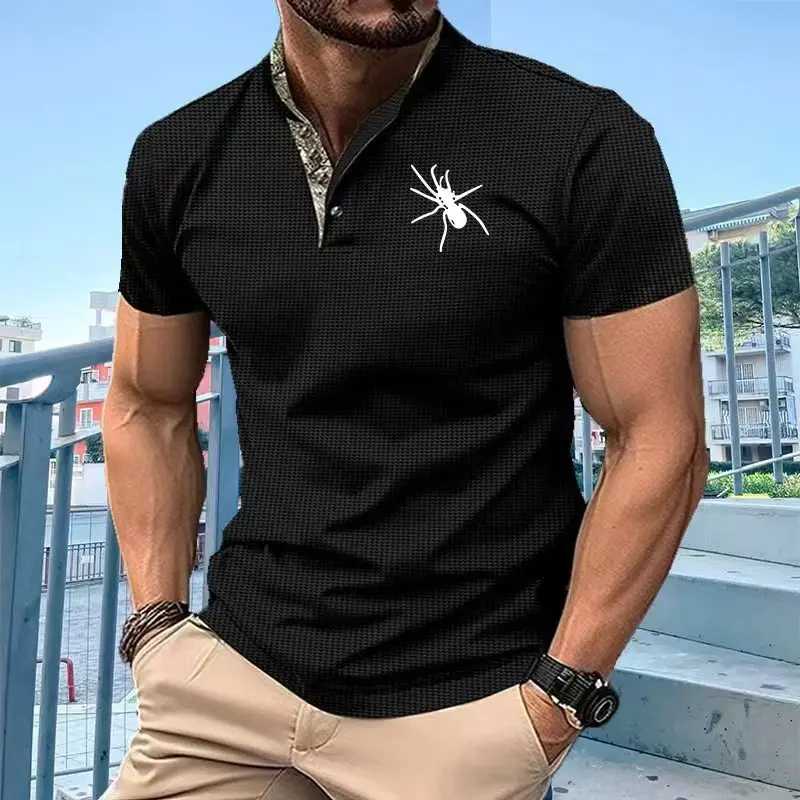 

New 2024 seasonal spider-printed men's polo shirt