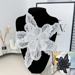 1 pz fiore ricamo Appliques 3D perline paillettes pizzo cucire su toppe abito da sposa fai da te toppe indumento cucito Decor