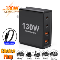 EONLINE 3D 130W GaN Wall Charger 4-Port USB C PD 100W PPS 30W QC3.0 Fast Charging for MacBook Pro/Air iPad iPhone 15 Galaxy