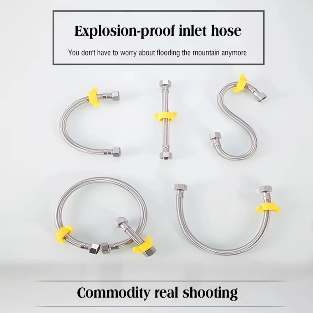 Manguera trenzada de acero inoxidable 304 de 1/2 pulgadas, tubería de agua fría y caliente, tubería de conexión para grifo de inodoro, conexión de agua para jardín