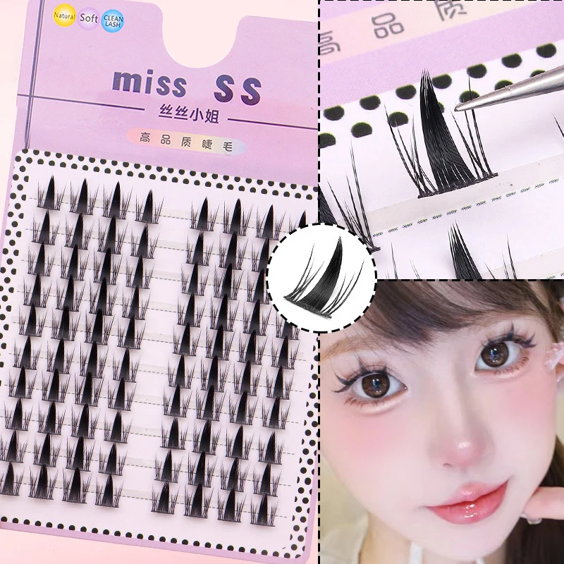 Simulation False Eyelashes Comic Elf Self Adhesive Individual Cluster Reusable Segmented Winged Thick Lash Extension 12mm