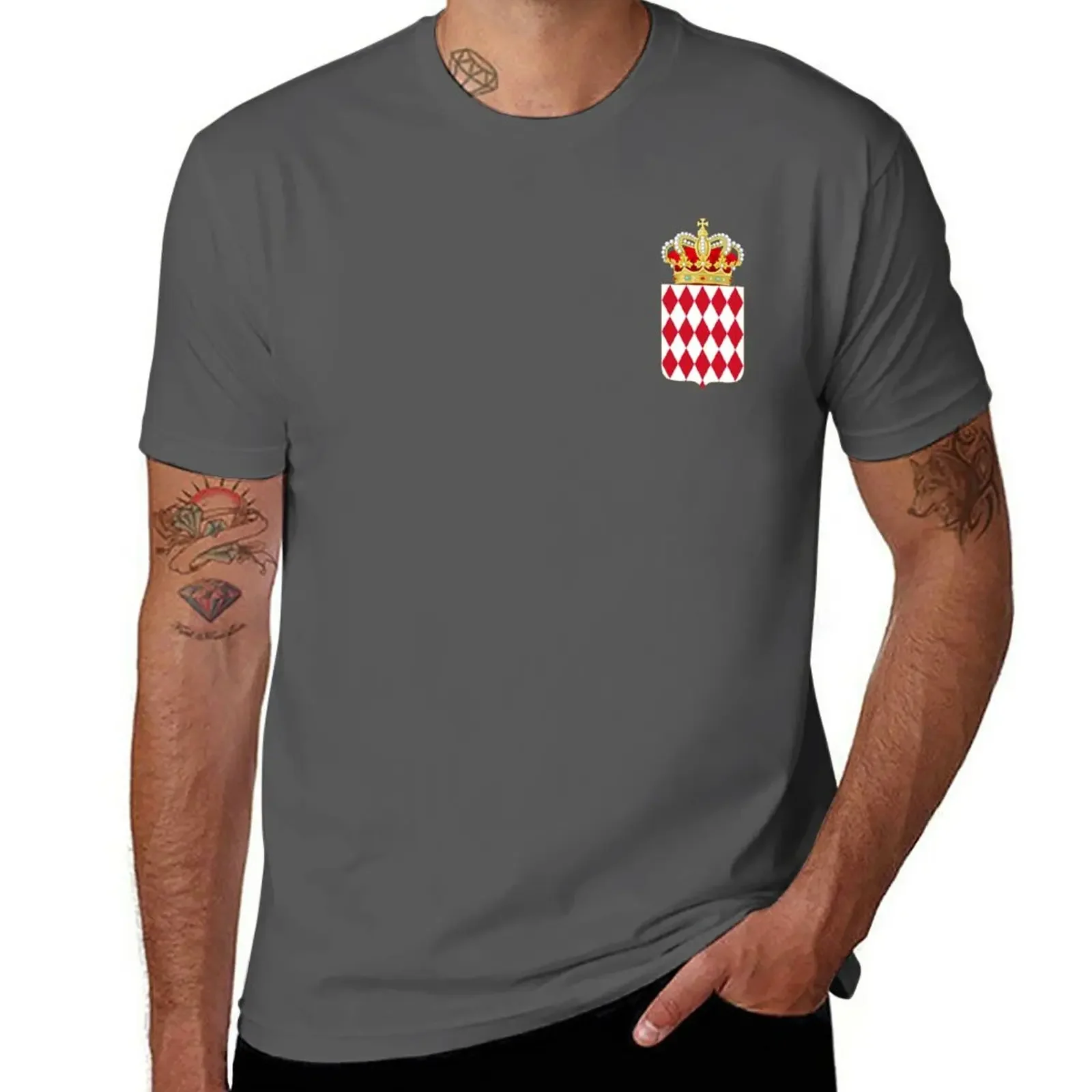 

Crowned coat of arms of Monaco T-Shirt oversizeds funnys sublime mens champion t shirts