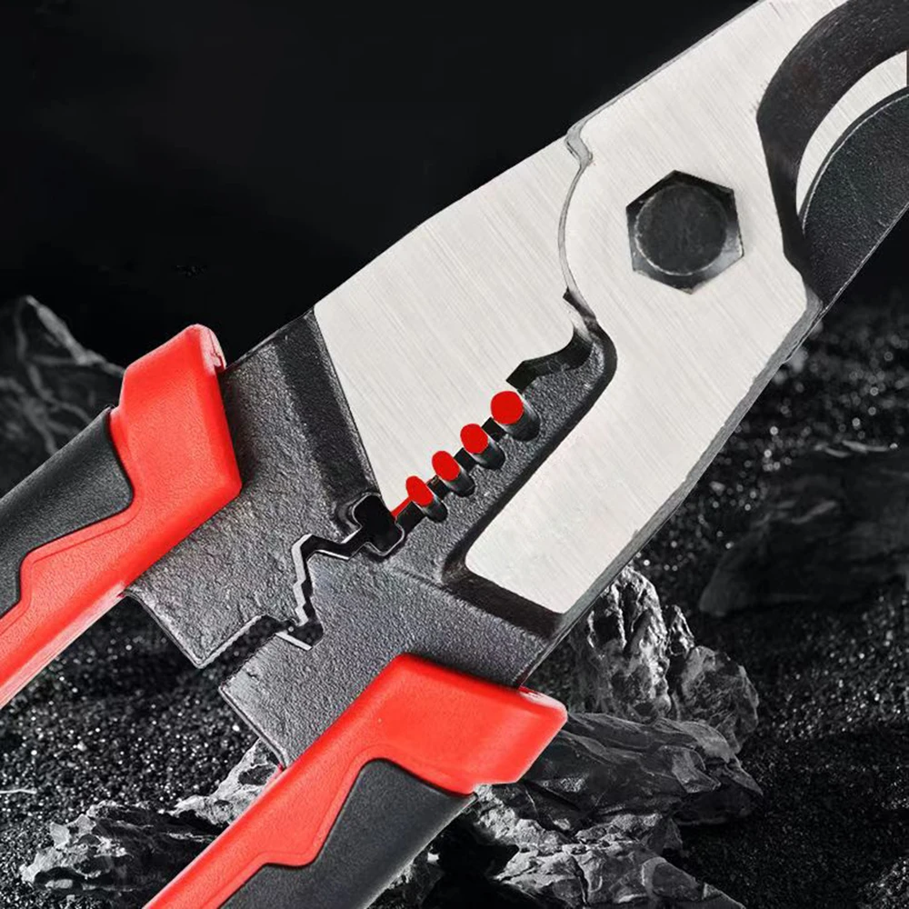 قاطع كابلات 8 بوصة، كماشة تعرية الأسلاك، تزوير فولاذ الفاناديوم الكروم، تستخدم لكابلات القطع الحادة وأسلاك الشريط #4