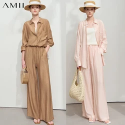 AMII Minimalism Shirt for Women 2025 Autumn New Loose Pants Casual Shirt Sold Separately Straight Long Wide Leg Pants 12511048