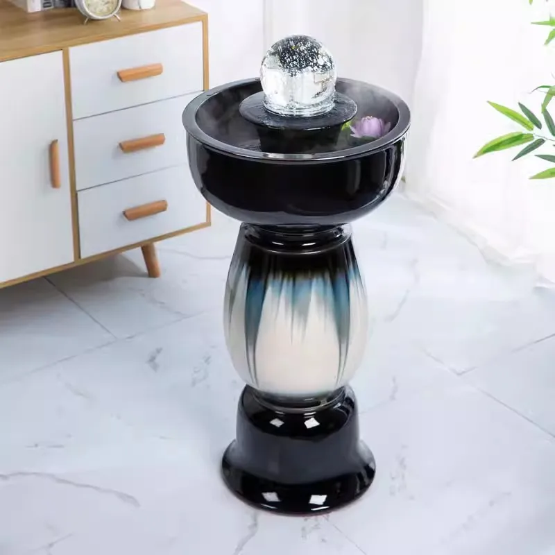 Ceramic running water fountain ornament Floor-to-ceiling water feature humidification ornament