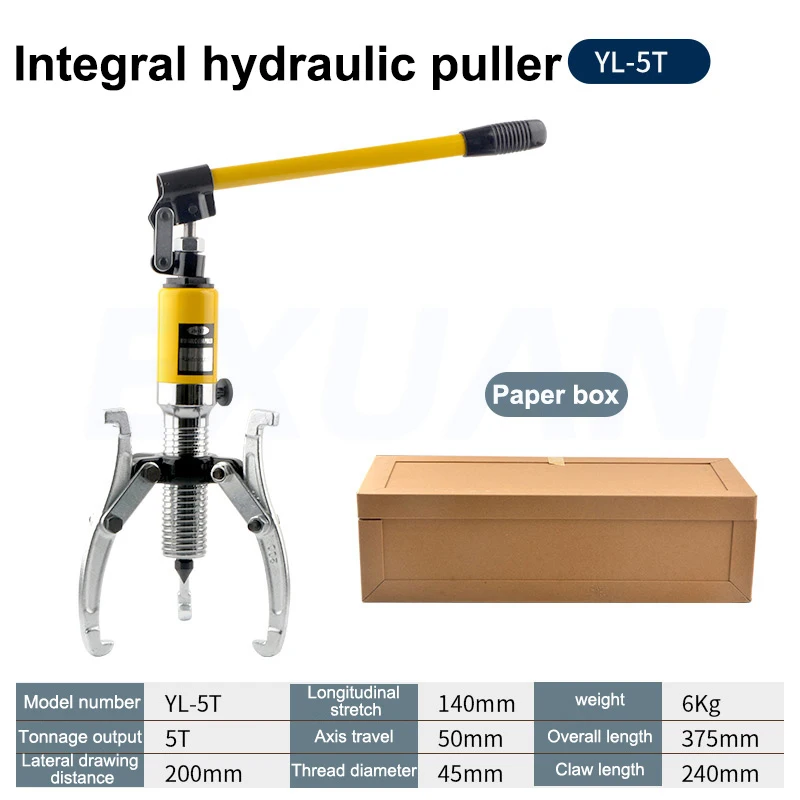 5 Tons Hydraulic Gear Wheel Bearing Puller Separator Tool Two & Three Adjustable Jaws With Portable Box Three-jaw Bearing Puller