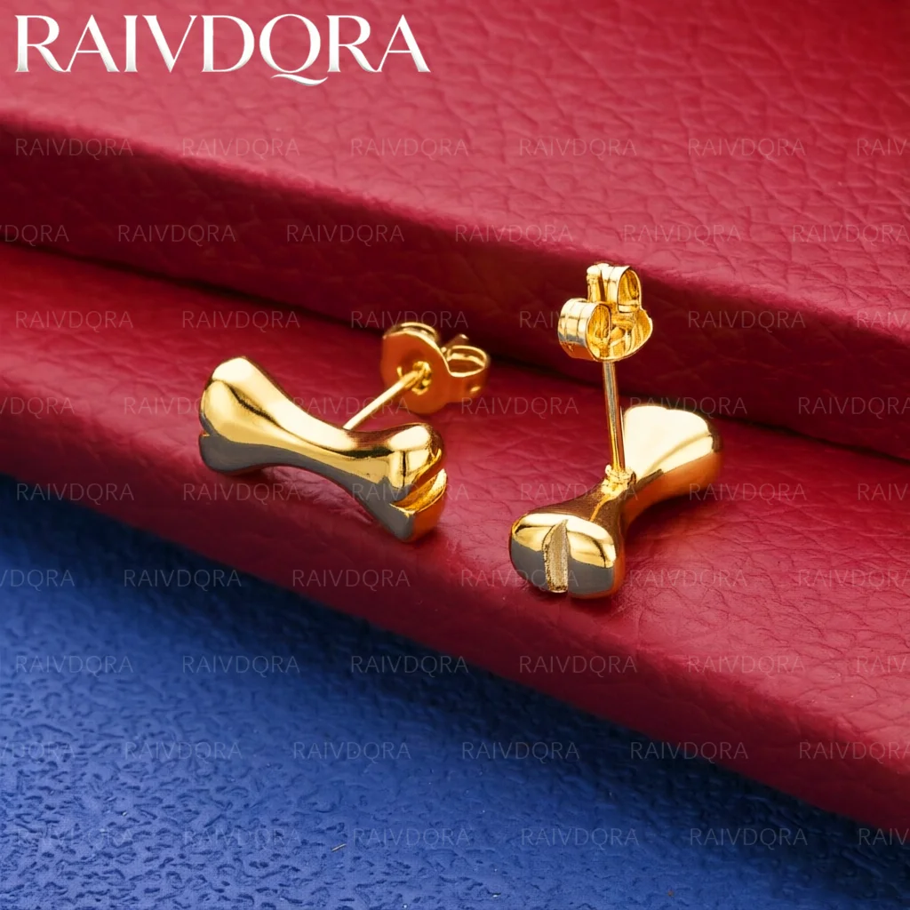 18K Gold Plated Bone Stud Earrings For Women Fashion Jewelry Cute Simple Party Birthday Gifts Anniversary Accessories