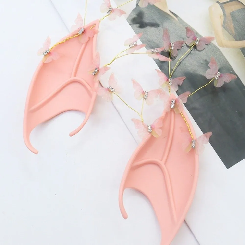 

Cosplay Halloween Elf Ears Pearl Alloy with Earring Dangle Halloween False Ears Fake Piercing Earrings Cosplay Costume
