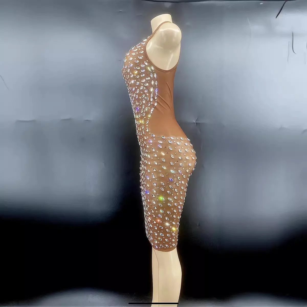 Birthday Outfit New Elegant Backless Casual Dress Women's Summer Sexy Colorful Rhinestones Vestidos Fiesta De Lujo Party Dresses