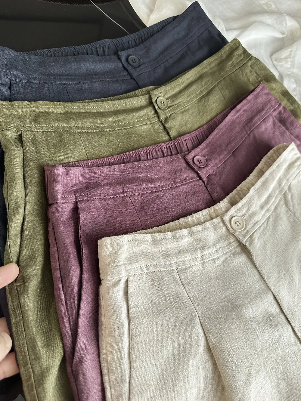 Women Cotton Linen Shorts 2026 New High Waist Casual Sports Shorts Female Solid Color Pocket Loose Beach Short Pants y2k shorts