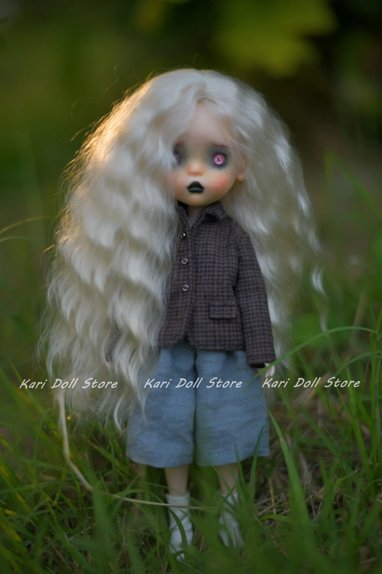 Kari Doll Clothes and skirts dress Linen plaid jacket shorts set with Scarf for Landazz Landoudou Doll