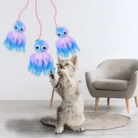 Interactive Pet Supplies for Cute Design Cats Playing Toy Adjustable Sound Octopus Cat Toy Mint Plush with 1.5ft Elastic Rope