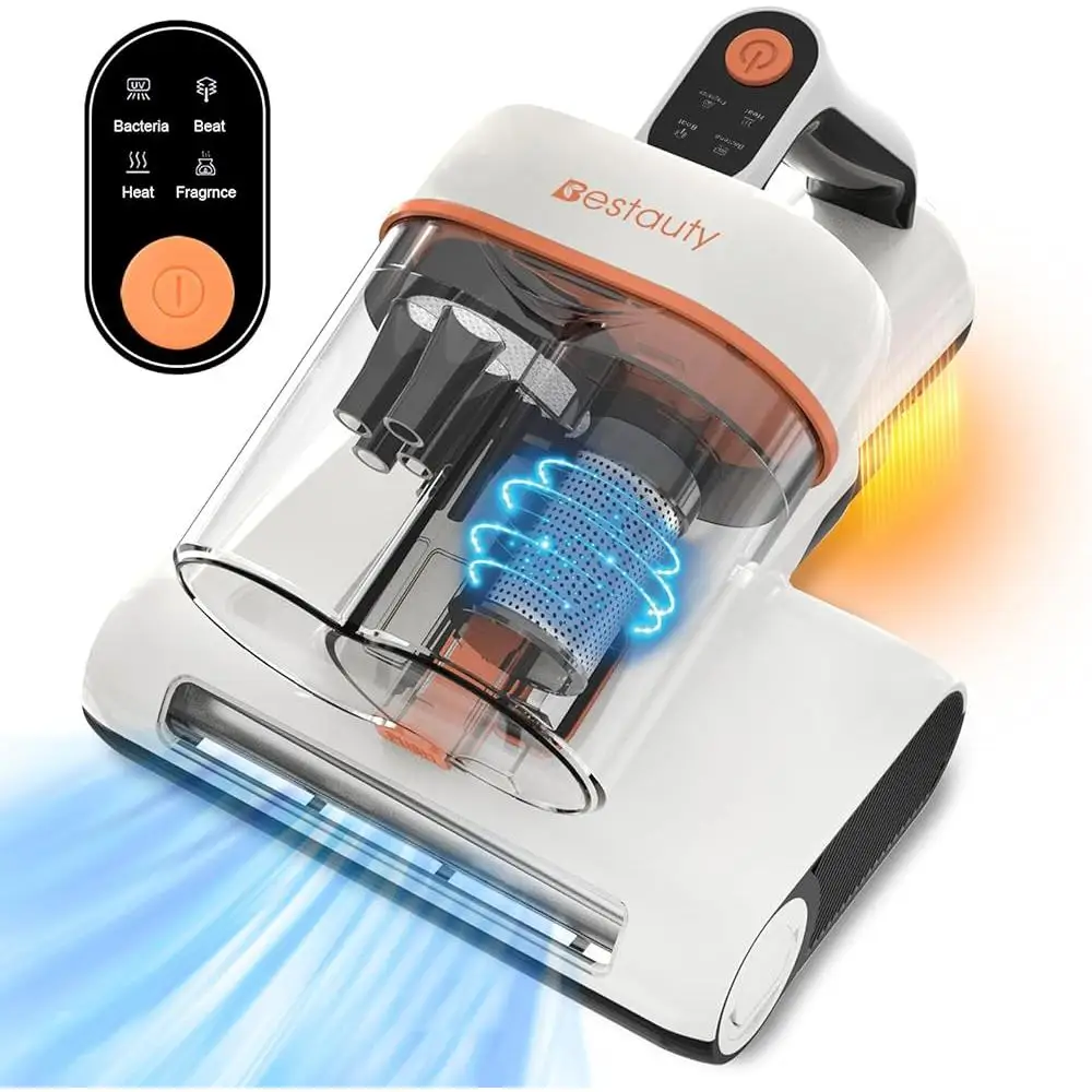 500W Mattress Vacuum Cleaner UV Light 7-16Kpa Strong Suction 6 Stage Filtration System Hot Air Drying Lightweight Cleaner