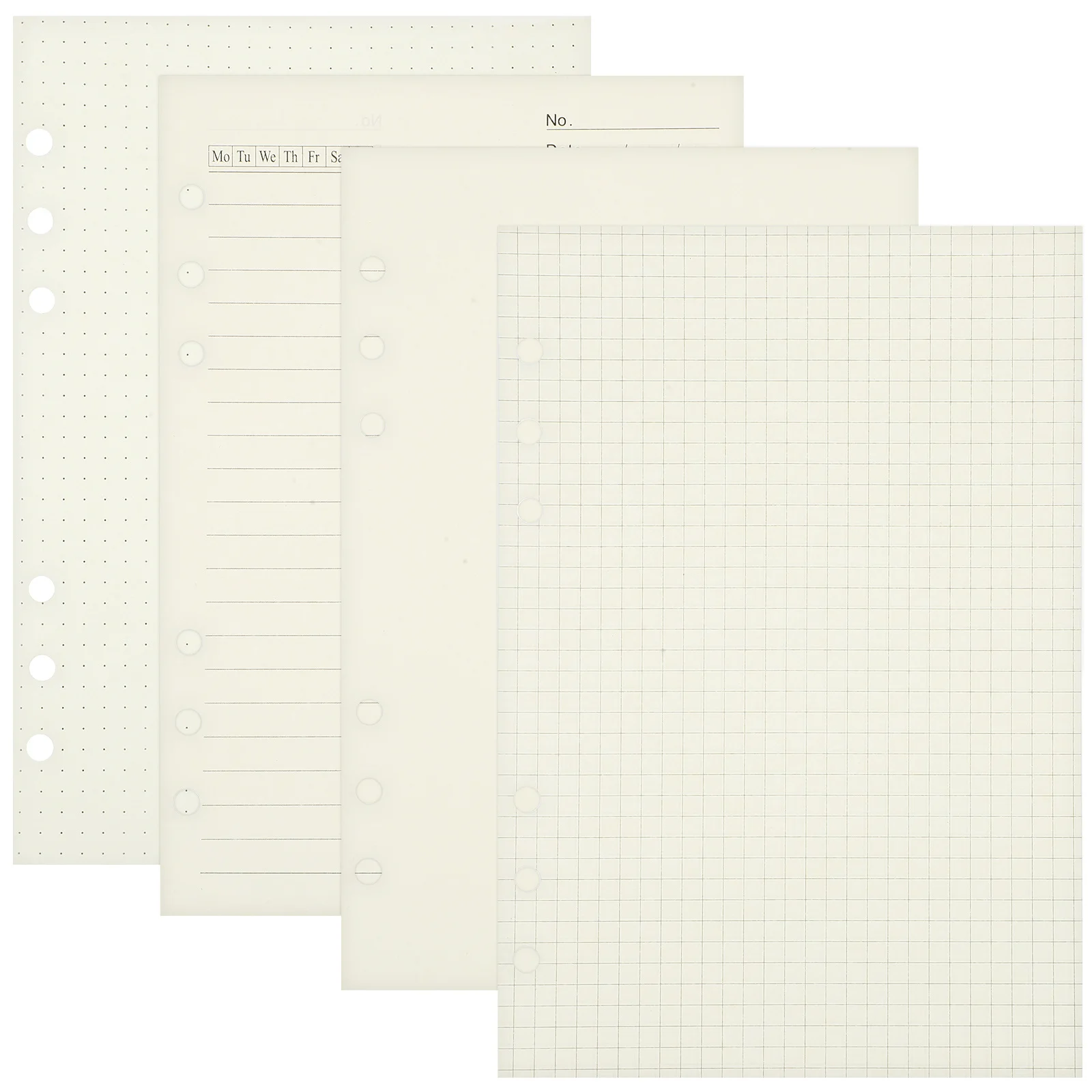 4 pçs a5 folha solta bloco de notas recarga papel grosso forrado grade gráfico escritório estudo planejador inserções 6 buraco notebook