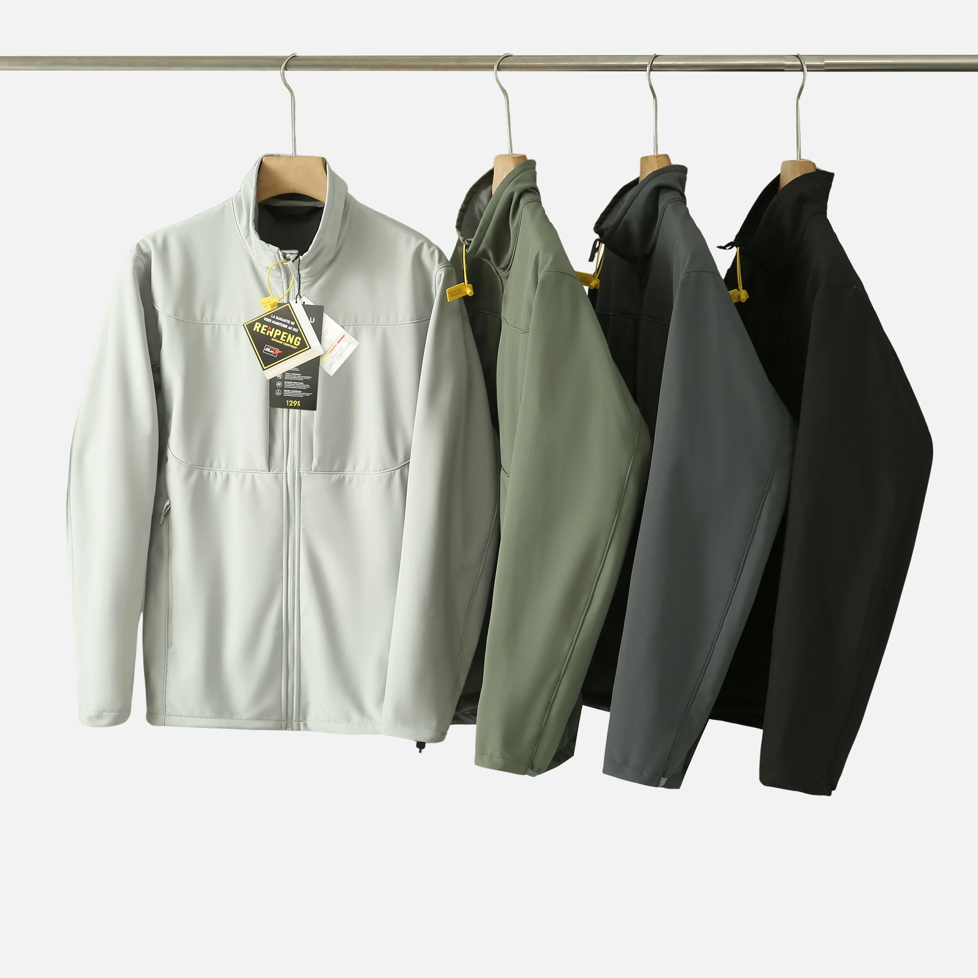 

Waterproof Windproof Softell Jaet Men's Outdoor Sports Casual Stand Collar Fce Lined Jaet Coat Polyester Fiber