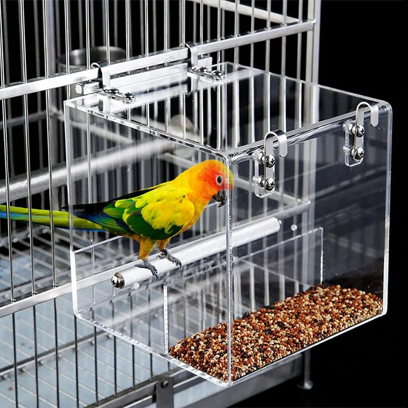 No Mess Bird Feeder For Cage Bird Feeder Automatic Bird Feeder For Cage, Acrylic Bird Feeder Parrot Cage Food Feeder