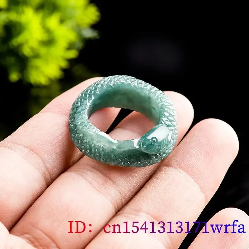 Anillo de serpiente de jadeíta birmana para mujer, talismanes reales, regalos de moda de lujo, Jade azul, joyería de piedras preciosas Vintage, tallado Natural