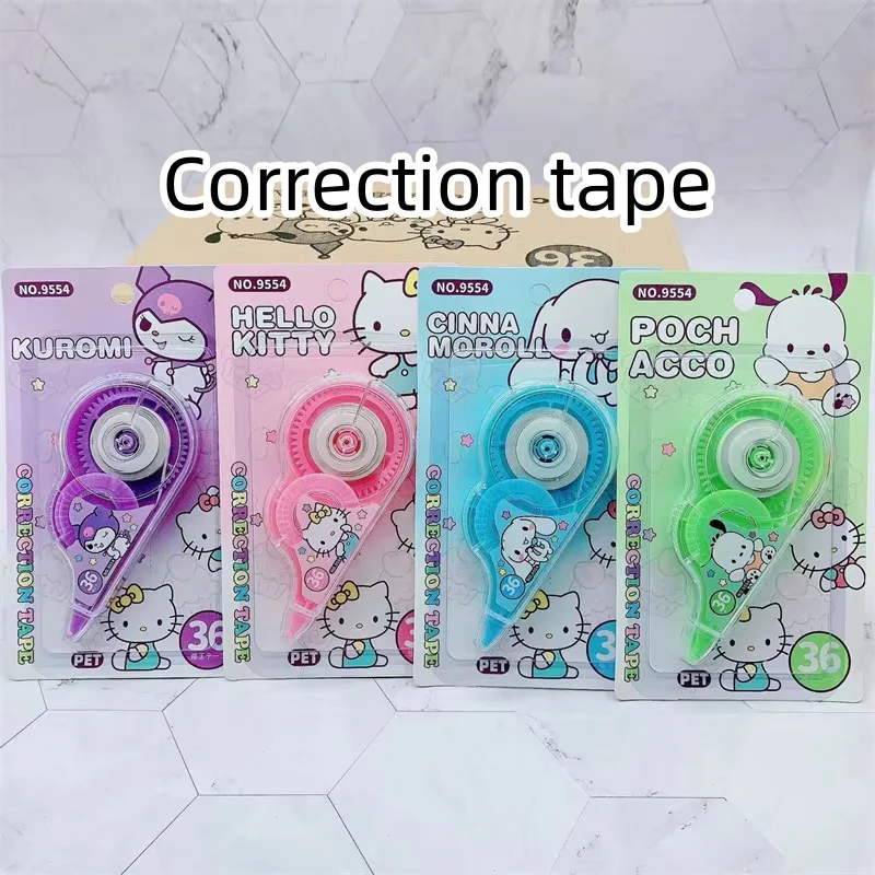 24 pcs/lot 5mm*6M Sanrio Kawaii Cat Kuromi Cinnamoroll Pochacco Correction Tape Promotional Stationery Gift School Office Supply