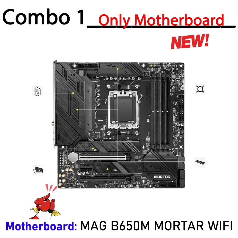 AMD B650 Motherboard Combo Ryzen 7000 Series 7950X Socket AM5 Processor Kit MSI MAG B650M MORTAR WIFI With R9 7950X CPU Suit New