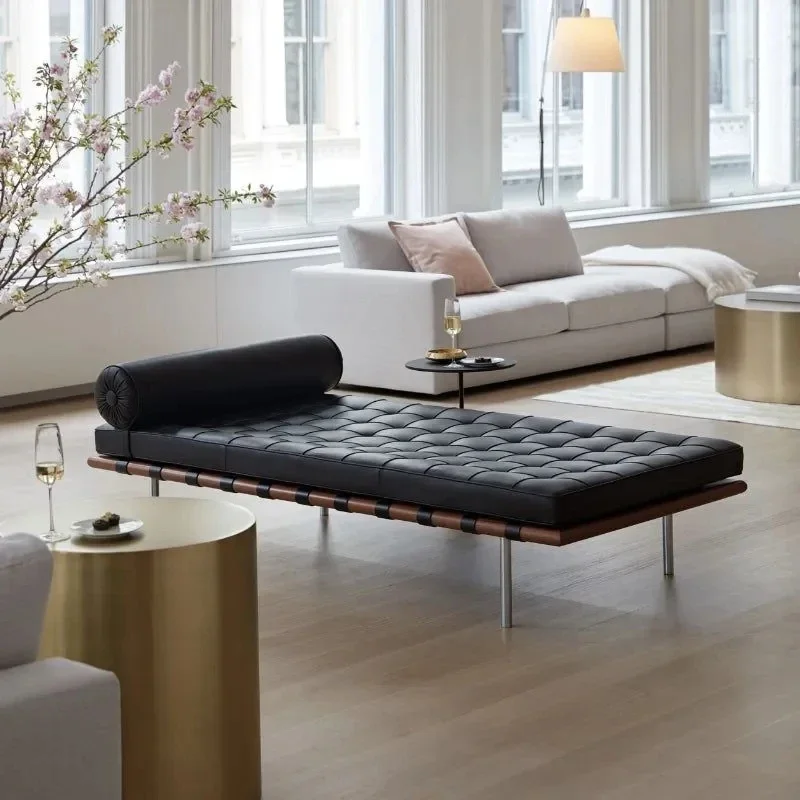 Living Room Bed Barcelona Sofa Bed Recliner Modern Leather Simple Office Hotel Designer Divan Dermis Bench Beach chair