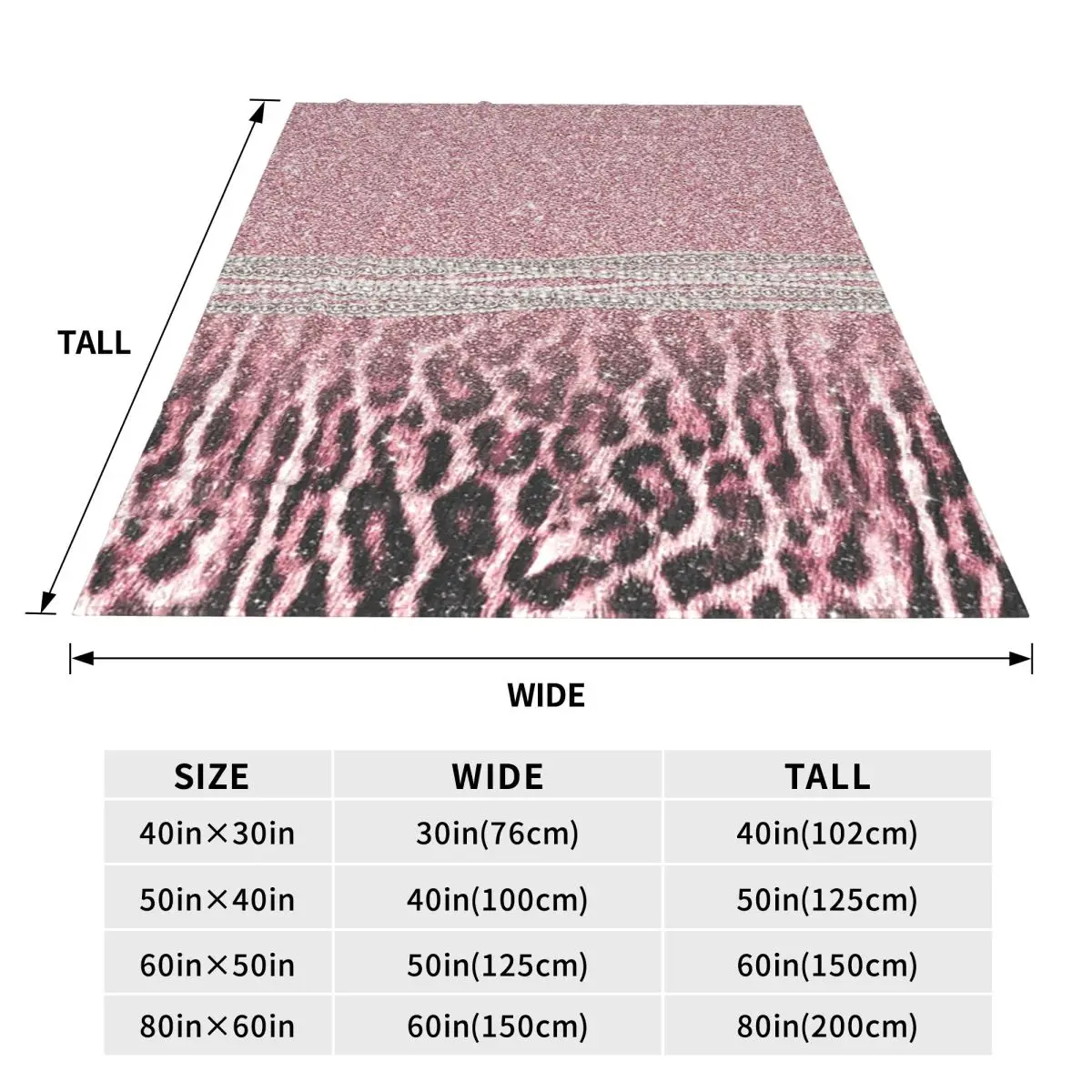 Chic Girly Pink Leopard Animal Print Glitter Image Blanket Fleece Sofa Throw Multi-function for Couch Bedding Throws Bedspread