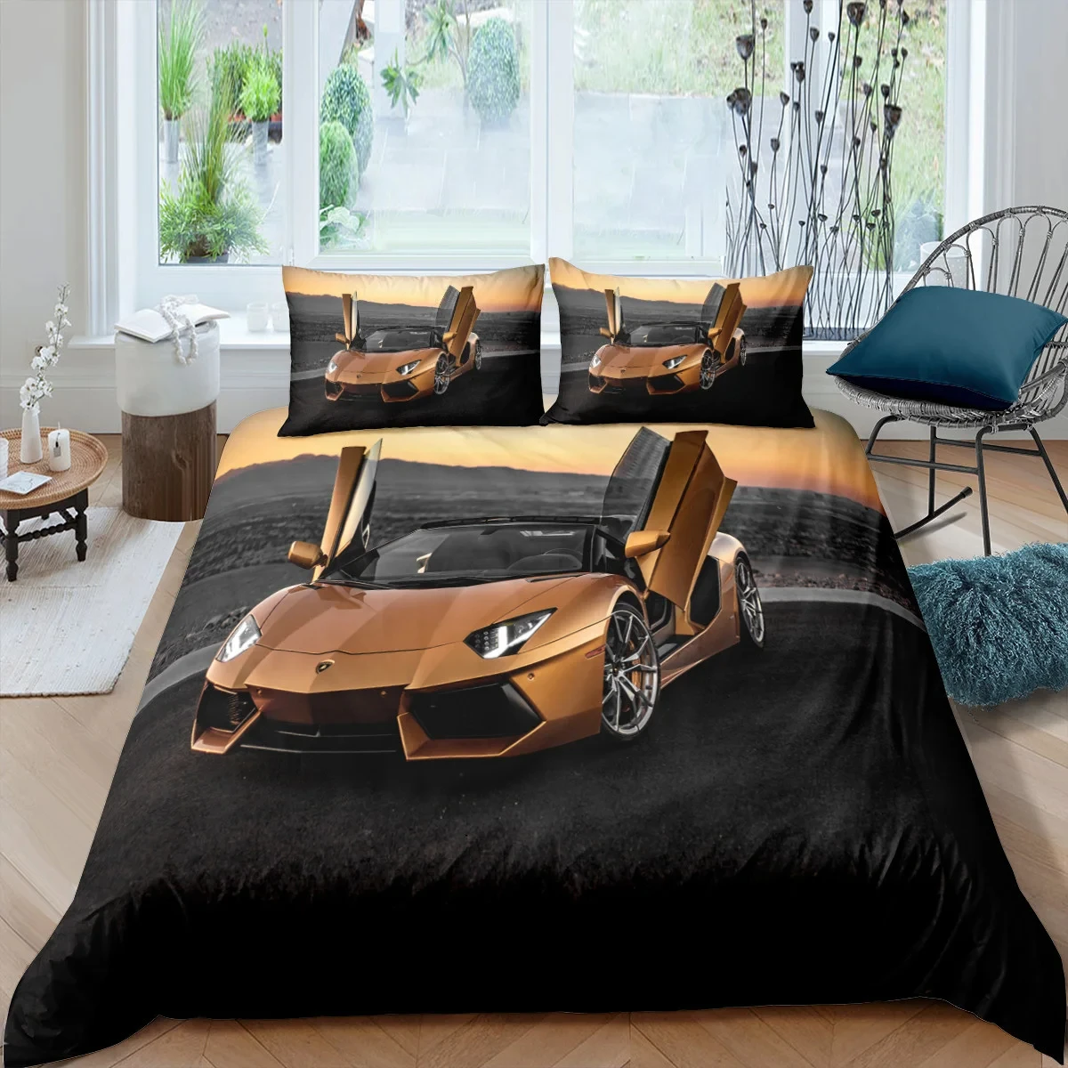 Imagem -02 - Black Racing Car Impresso Capa de Edredão com Fronha Conjunto de Cama Duplo Twin Completo Queen Cama King Size Decoração do Quarto