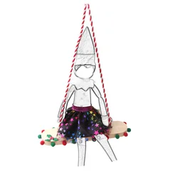 1PCS Doll House Miniature Wooden Tree Swing Christmas Bookshelf Approximately 37cm Red Doll Swing Home Garden Decoration Accesso