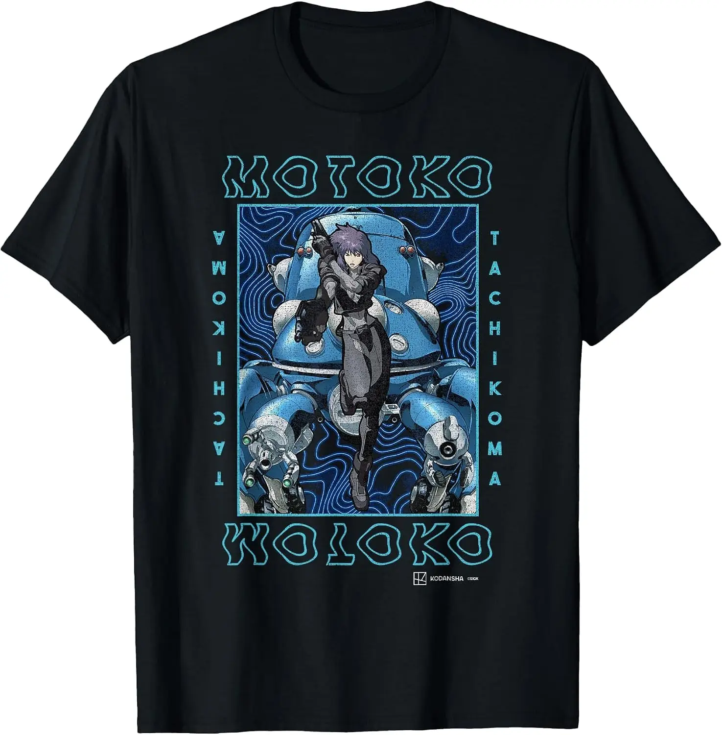 Motoko Vintage Poster T-Shirt Breathable, heavyweight pure cotton short-sleeve top—stylish, plus-size, and suitable for year-round wear with a sporty, casual vibe