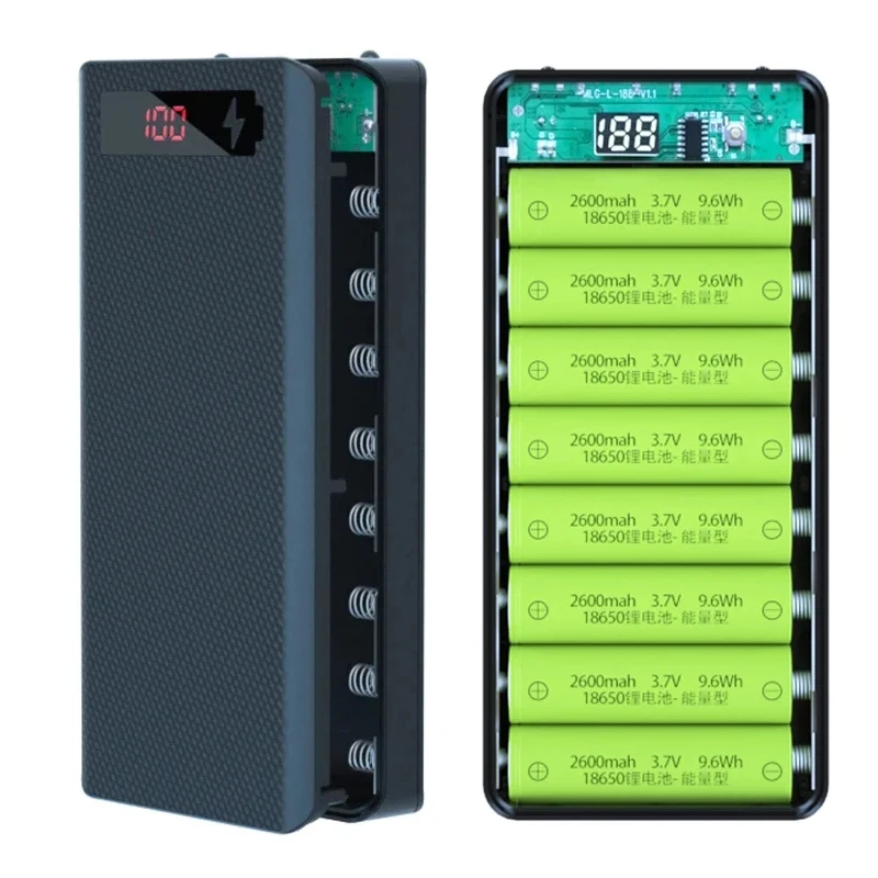 DIY Power Bank 10 slots 18650 Battery Holder Battery Box Micro Type C Dual USB Ports Mobile Phone Charger 18650 Power Bank Case
