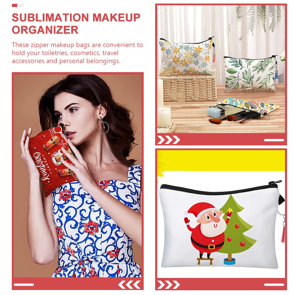 

8 set 8 set Blank Makeup Bag Set White Canvas Zipper Pouch Bulk Sublimation Heat ganizer Storage Toiletry Bag