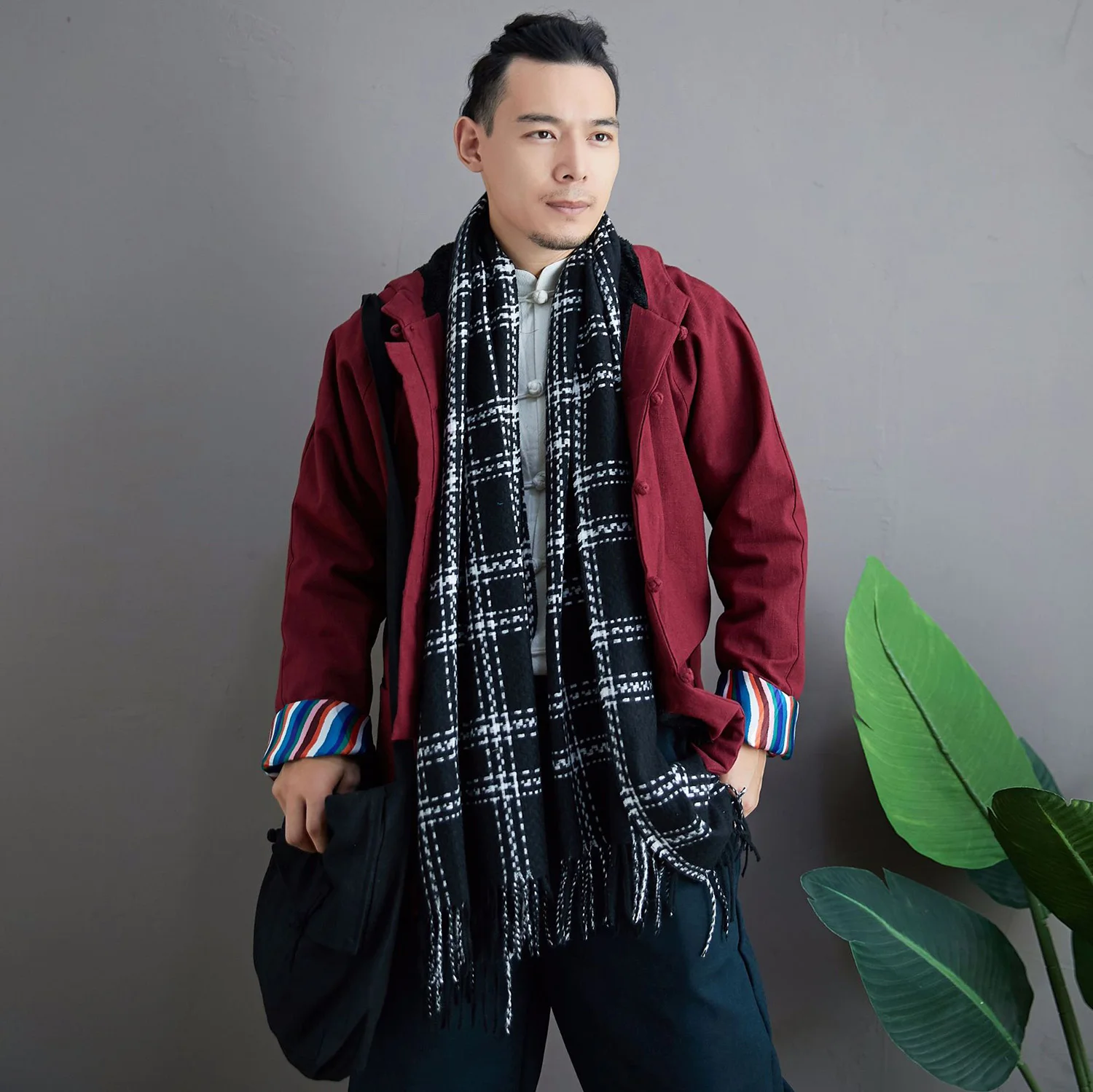 

LZJN 2025 Winter New Quilted Jacket for Men, Wave-Patterned Hooded Design, Retro Chinese Style, Casual Loose-Fit Cotton Jacket