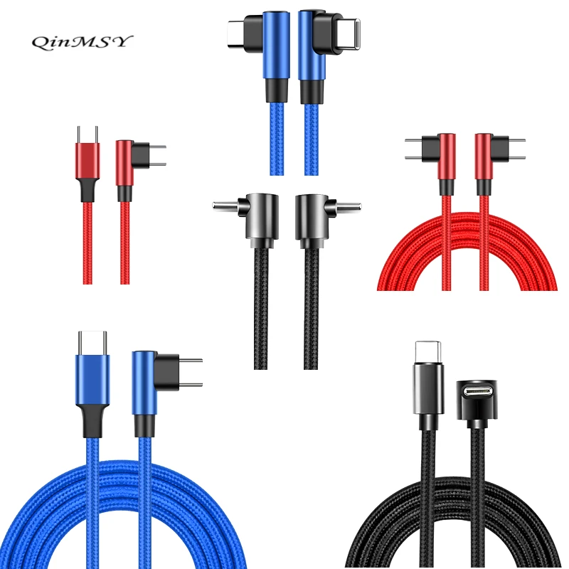 

25cm 90 Degree Elbow Type-c Cables 20V 3A 60W PD Fast Charging Type C To Type C Male to Male USB Type-C Devices 1m 2m 3m