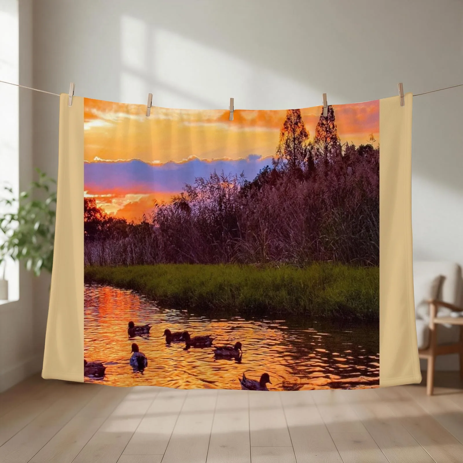 Sunset over the water Throw Blanket manga Fashion Sofas cosplay anime Sofa Blankets