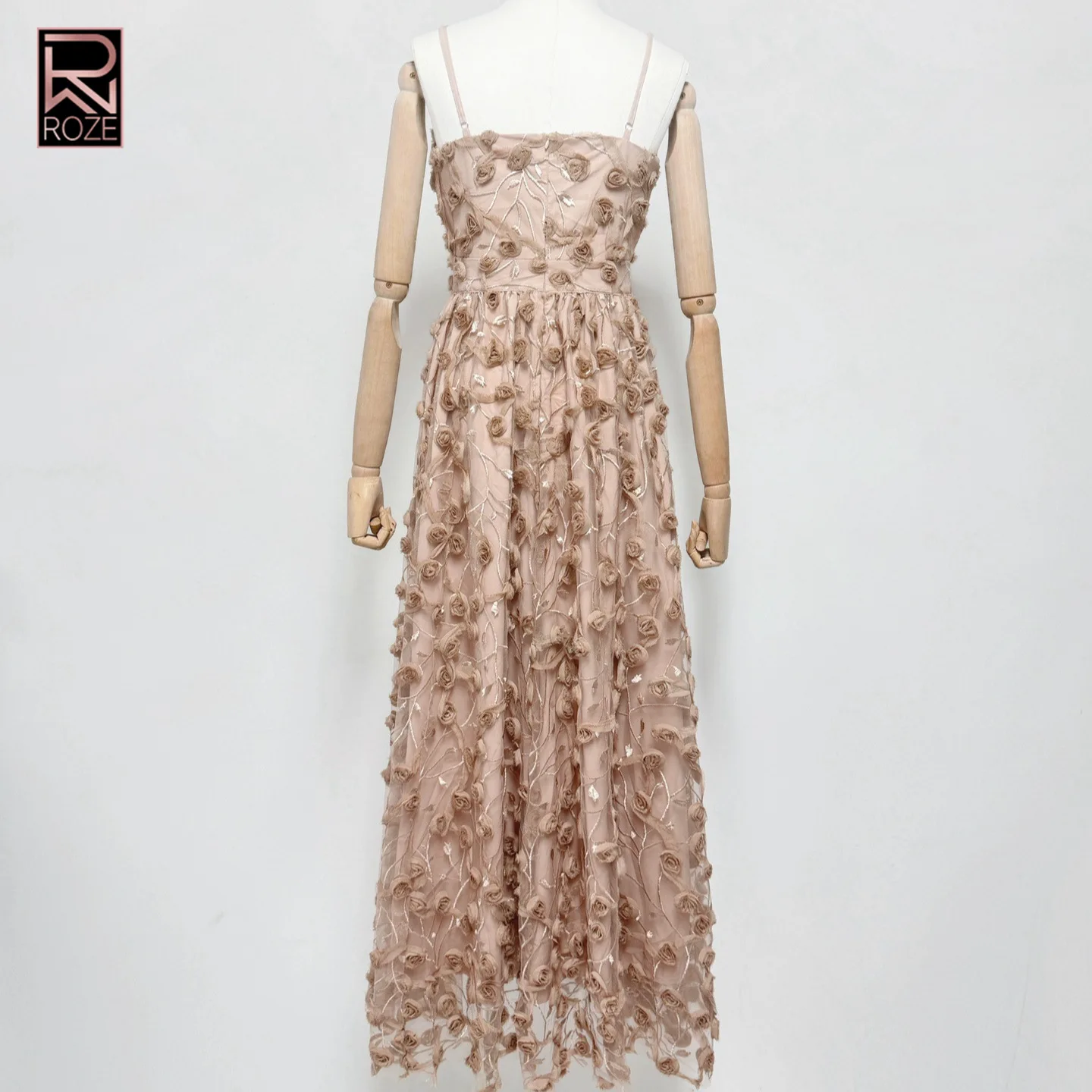 Lente/zomer bloemenjurk met V-hals - Dames sexy doorschijnende mesh-jurk met 3D-borduurwerk voor feesten Bodycon-jurken