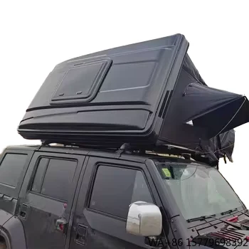 Waterproof Black Aluminum Clamshell Oxford Canvas Roof Top Tent One Person Four-Season Single Layer Hydraulic Quick Automatic