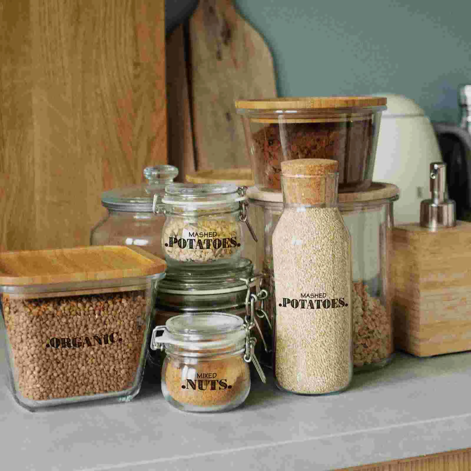 Auto-adesivo Kitchen Food Organizer Labels, Classificados PVC Adesivos, Adesivos simples, Data Mark, Inglês Record, Moda, 6 pcs