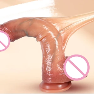 Vibrador de prepúcio deslizante realista para mulheres testículos pênis sexy adulto strapon vibradores masturbador pau grande anal plug 18 + brinquedos sexuais 10 principais vendas pênis ciberskin - №3