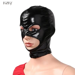 Women Mens Cosplay Face Mask Shiny Bronzing Cloth Open Mouth and Eye Glued Headgear Head Cover Couples Adult Products Sex Toys