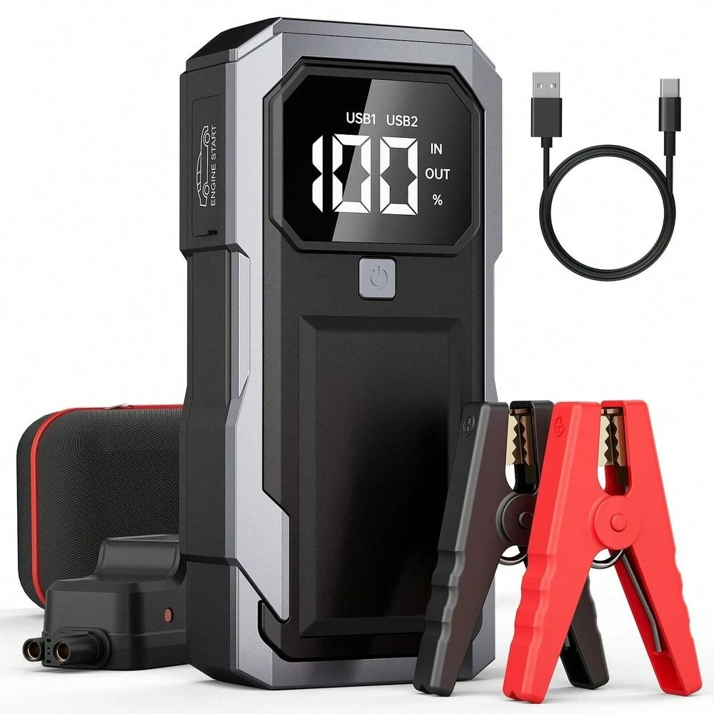

Portable Car Battery Jump Starter, Car Accessories ,12V Jump Box With Charger Power Bank, 3 Models Light And Jumper Cable