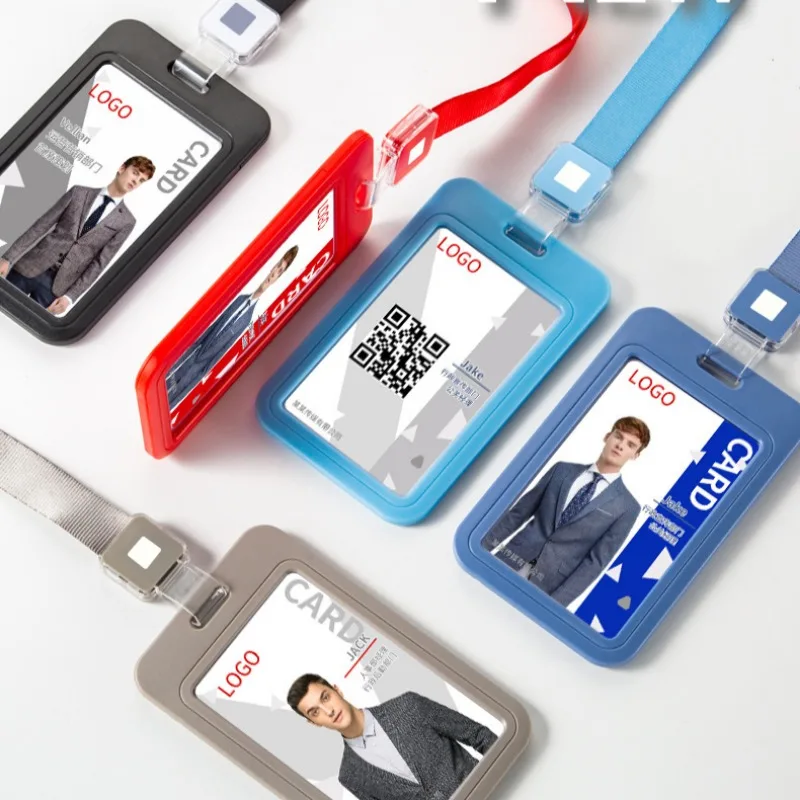 Working Permit Case Lanyard Set Horizontal Vertical Available Badge Holder Neck Strap for Staff Exhibition ID Card Holder Case