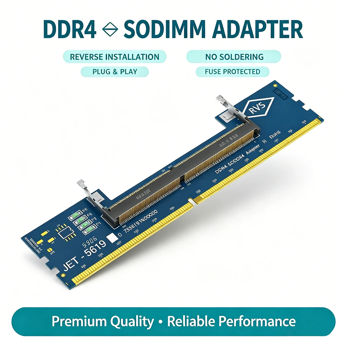5600MHz DDR4 SO-DIMM to DIMM Adapter Card, Memory Tester, Laptop to Desktop RAM Converter for PC Computer High Speed Plug&Play