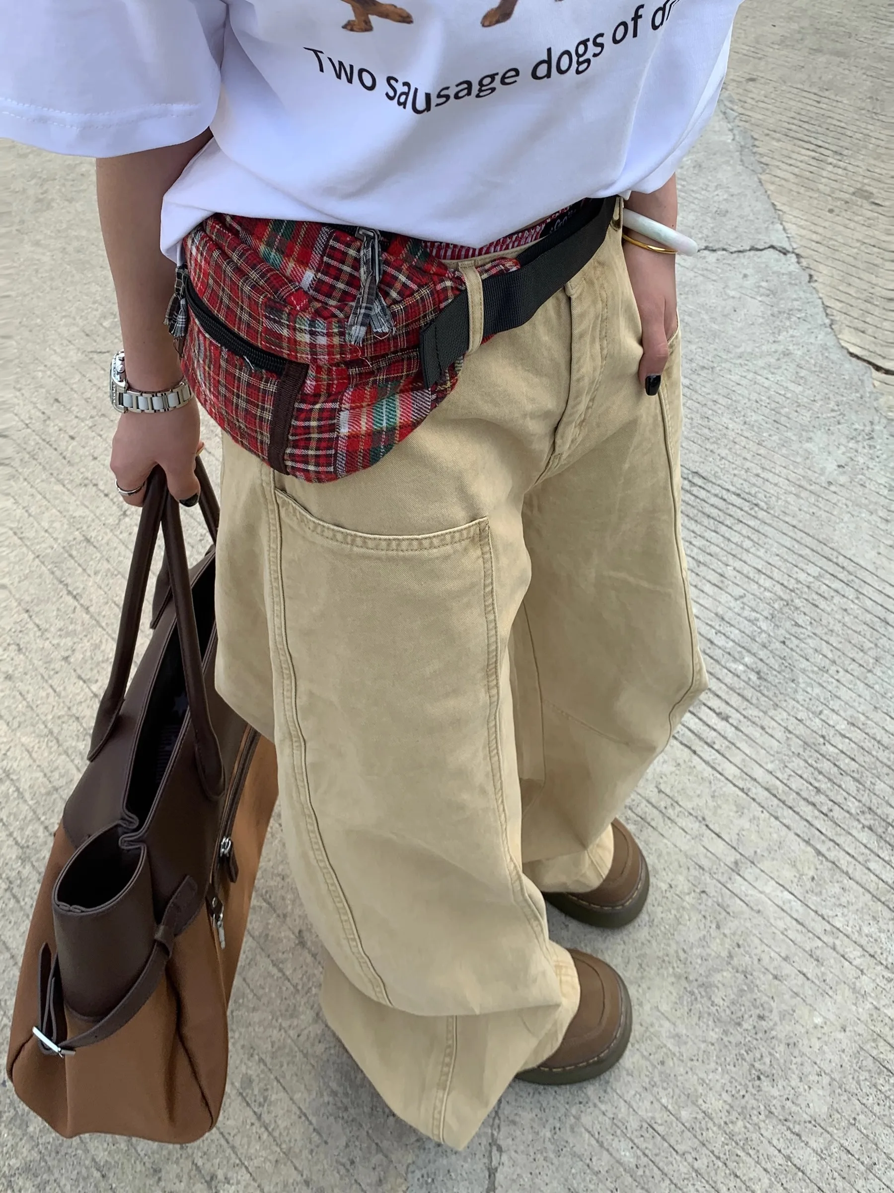 

American Retro Patchwork Deconstruction Design Bend Knife Work Pants Loose Wide Leg Long Trousers for Men And Women