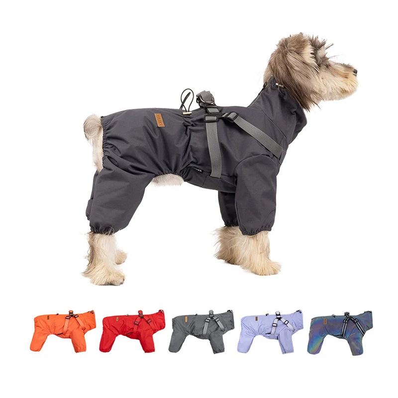 

Adjustable Raincoat For Dog Jacket for Dogs with Harness Waterproof Jumpsuit Rain Jacket for Dogs Reflective Puppy Rain Coat