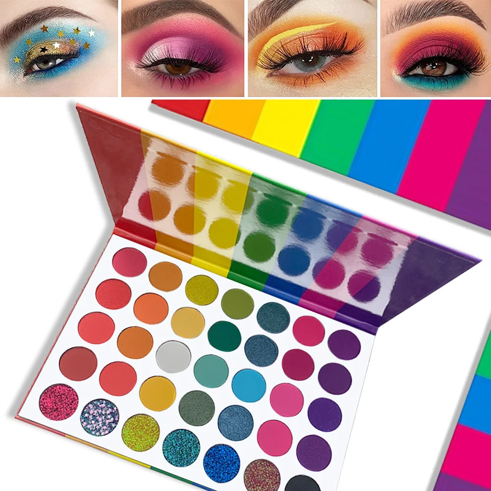 Weihnachten 35-Farben-Lidschattenplatte, schimmernd, matt, Pailletten-Lidschatten, bunt, Bühnenball, speziell für Neon-Lidschatten-Palette, Make-up