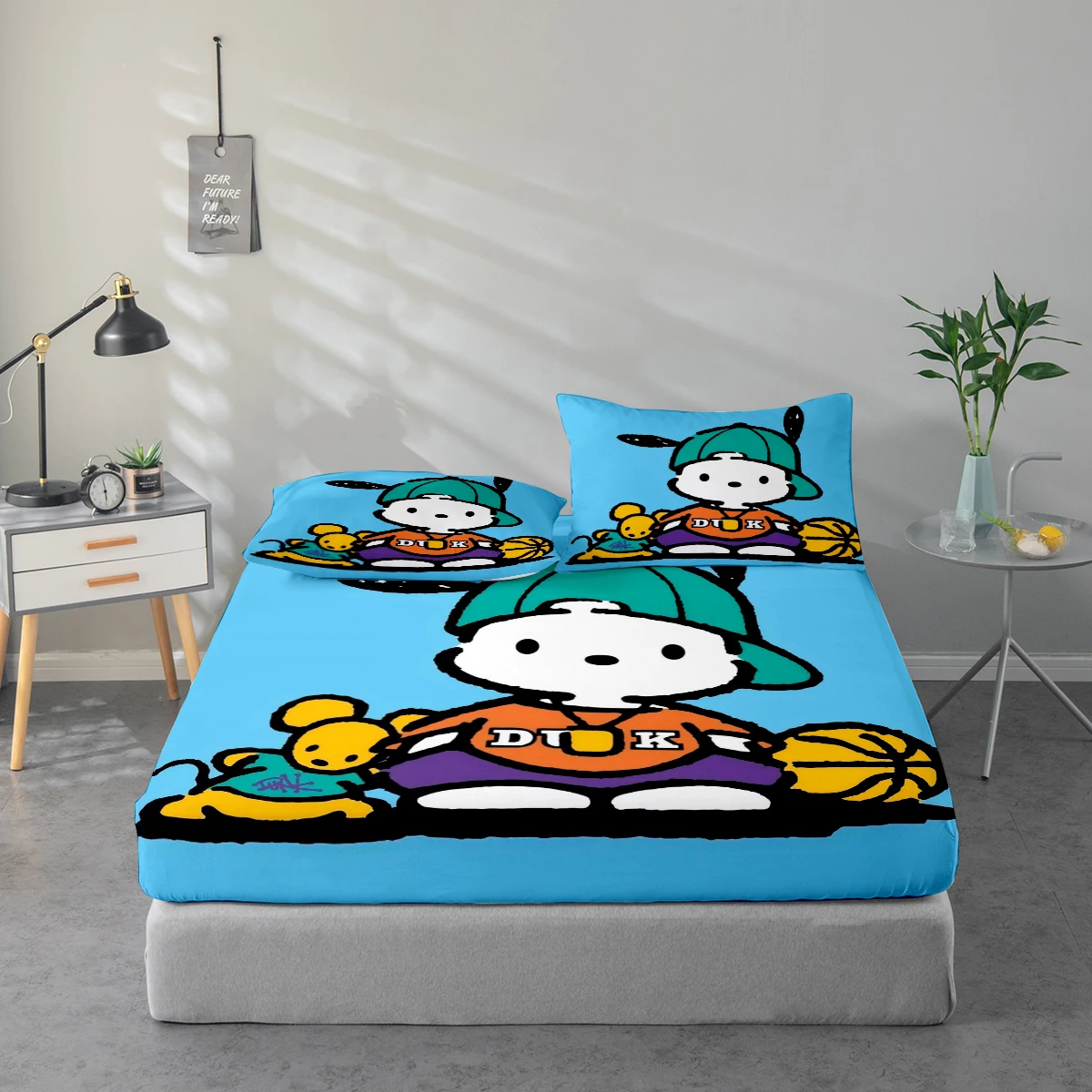 

Комплект постельного белья из 3 предметов с цифровой печатью высокого разрешения, комплект постельного белья с рисунком собаки Пача, комплект постельного белья с крупным цветочным принтом, включает 1 простыню на резинке + 1/2 наволочку, подходит для спаль