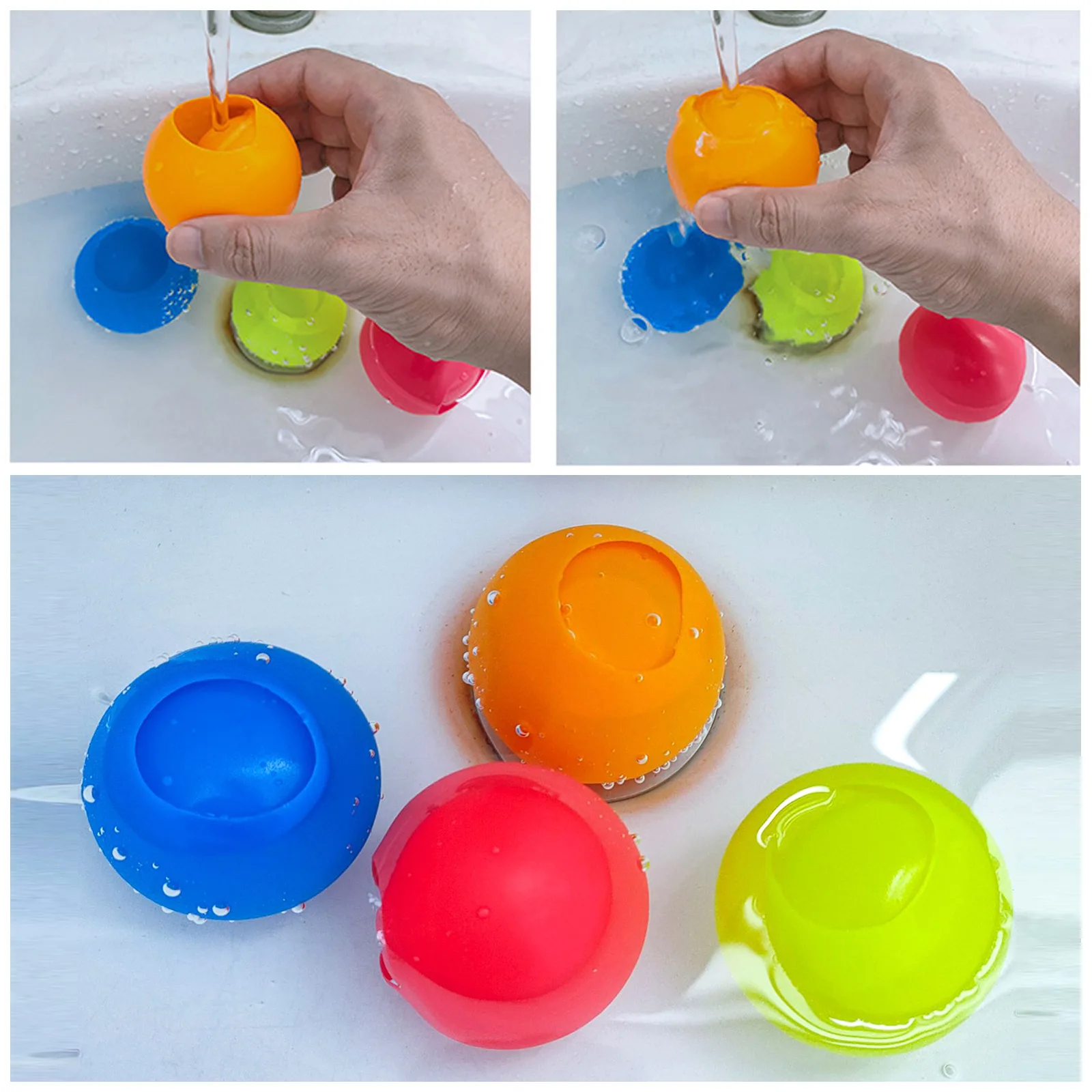 4/12/24 Pcs Reusable Water Balloons Self Sealing Quick Fill Water Bomb Balls Toys for Kids Adults Outdoor Water Party Games